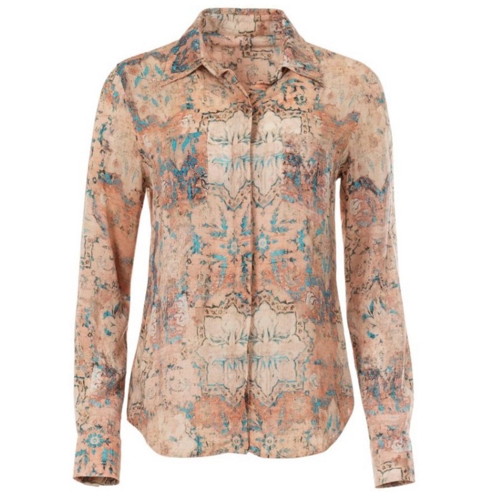 Peruvian Connection Liliana Button Down Shirt Size XL Vintage Inspired Print - Picture 4 of 8